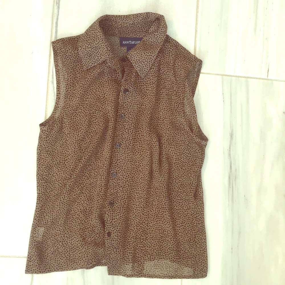 Ann Taylor 100% silk cheetah animal print shirt